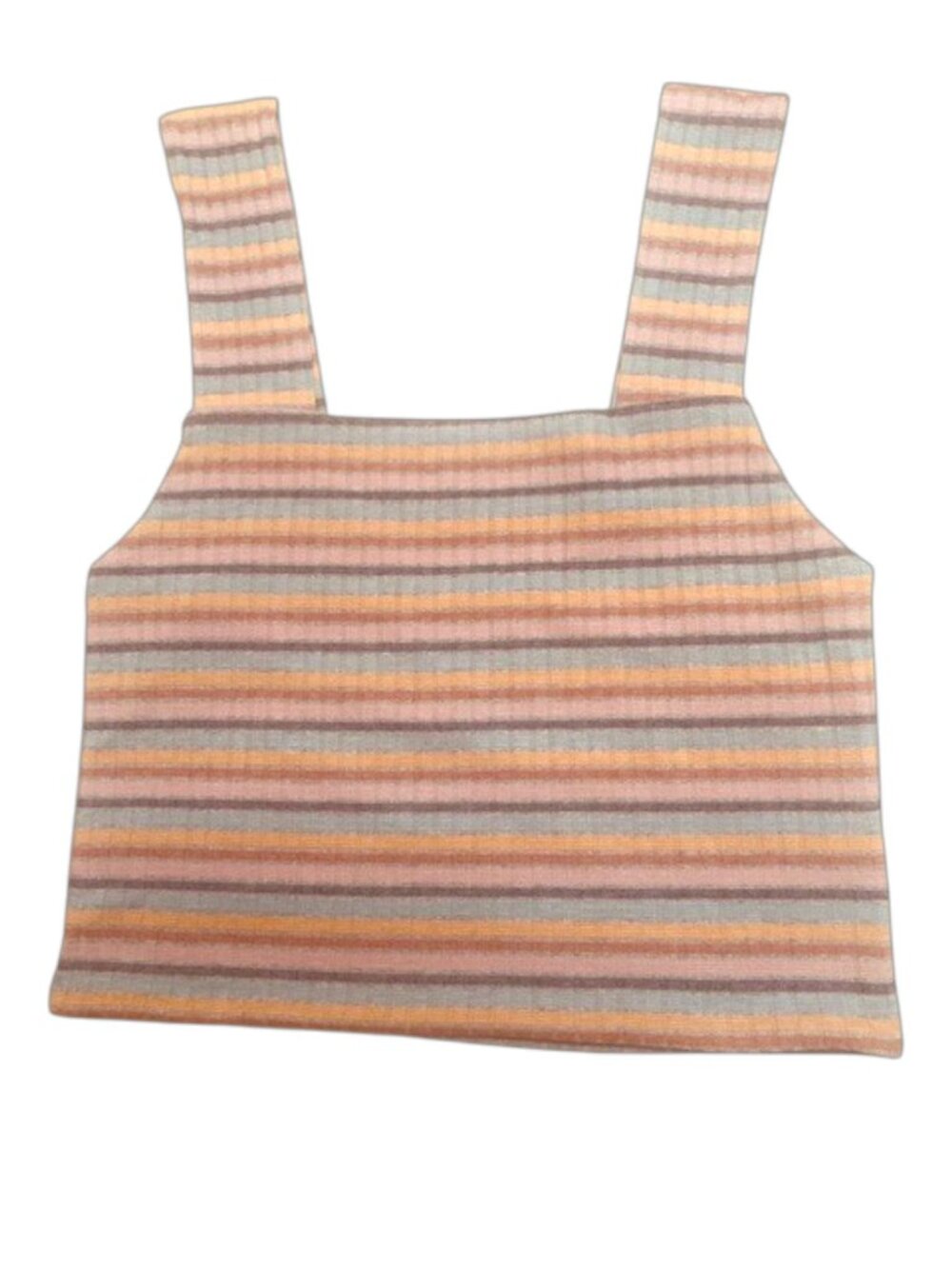 AMERICAN EAGLE Multi-color Striped Ribbed Square Neck Crop Tank Top - Size XS